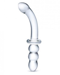 Glas 8 Inches Ribbed G-Spot Glass Double Dildo by Electric Eel Inc