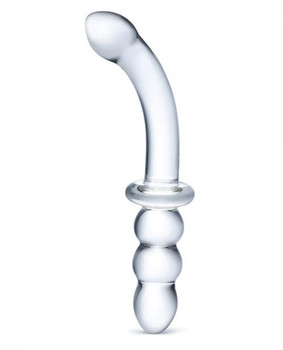 Glas 8 Inches Ribbed G-Spot Glass Double Dildo by Electric Eel Inc