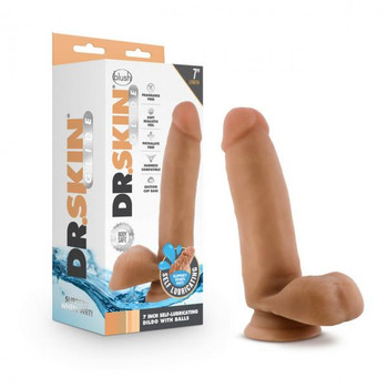 Dr. Skin Glide 7in Self Lubricating Dildo Mocha by Blush Novelties