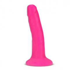 Neo Elite 6in Dual Density Penis W/ Balls Neon Pink by Blush Novelties