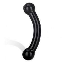 Glas Double Bull Black Glass Dildo by Glas Toy