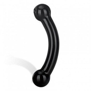 Glas Double Bull Black Glass Dildo by Glas Toy