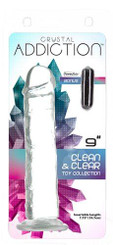 Addiction Crystal 9 Vertical Dong Clear Tpe W/ Bullet  inches Best Adult Toys