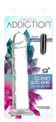 Addiction Crystal 9 Vertical Dong Clear Tpe W/ Bullet inches by BMS Enterprises