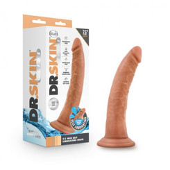 Dr. Skin Glide 7.5in Self Lubricating Dildo Mocha by Blush Novelties