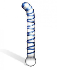 Mr Swirly 6.5 inches G-Spot Glass Dildo Clear Blue by Glas Toy