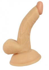 All American 4 inches Curved Dong with Balls Beige