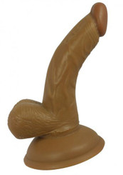 Latin American Mini Whopper 4 inches Curved Dong, Balls Brown Sex Toy