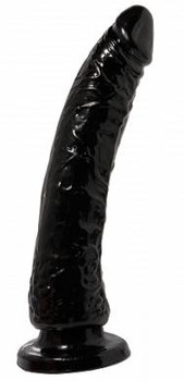 Basix Rubber 7 inches Slim Dong With Suction Cup Black Adult Toys