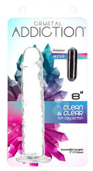 Addiction Crystal 8 Vertical Dong Clear Tpe W/ Bullet  inches Adult Sex Toy