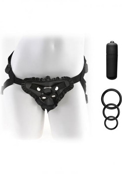 Fetish Fantasy Leather Lovers Vibrating Harness Adjustable Black by Pipedream Products