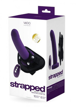 Strapped Recharge Vibe Strap On Purple Adult Toy
