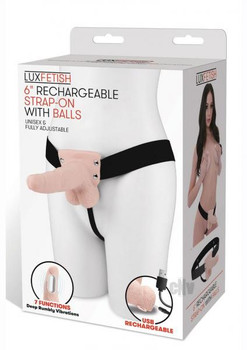 Lux F Recharge Strap On W/balls 6 Flesh Adult Sex Toys