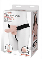 Lux F Recharge Strap On W/balls 6 Flesh by Hustler