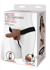 Lux F Recharge Strap On W/balls 6 Brown Adult Toy