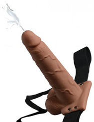 Fetish Fantasy 7.5 inches Hollow Squirting Strap On with Balls Tan Sex Toys