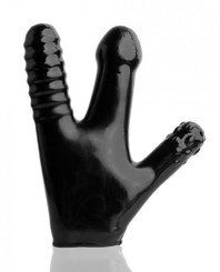 Claw Pegger Glove Black with 3 Soft Finger Dildos Best Adult Toys