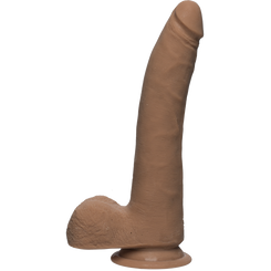 The D Realistic D 9 inches Slim Dildo with Balls Tan Sex Toy