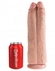 King Cock 11 inches Two Cocks One Hole - Beige Best Sex Toy