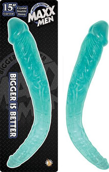 Maxx Mens 15 inches Crystal Curved Double Dong Blue Sex Toys
