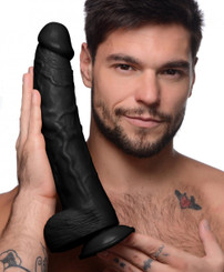 Hung Harry Dildo With Balls 11.75 inches - Black