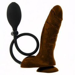 Inflatable Suction Cup 7 inches Dildo Brown