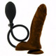 Inflatable Suction Cup 7 inches Dildo Brown Sex Toys