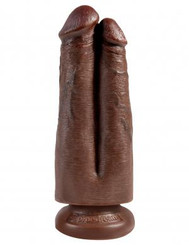 The King Cock 7 inches Two Cocks One Hole Dildo Brown Sex Toy For Sale