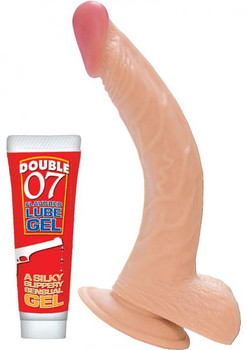 All American Whoppers 8 inches Curved Dong, Balls Beige by NassToys