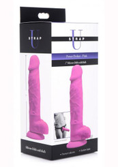 Strap U Silicone Dildo W/balls Pink Adult Sex Toy