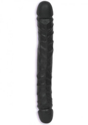 The Junior Veined Double Header Sil A Gel Dong 12 Inch - Black Sex Toy For Sale