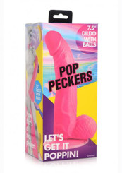 Pop Peckers Dildo W/balls 7.5 Pink Sex Toys