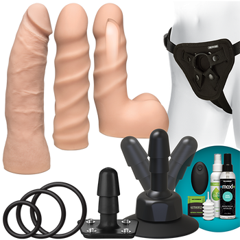 Vac-U-lock Vibrating Dual Density Starter Set with Wireless Remote - Beige Adult Toys