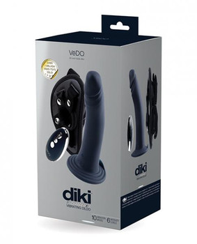 Vedo Diki Rechargeable Vibrating Dildo W/harness - Just Black Adult Toy