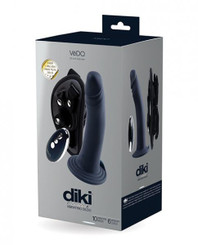 Vedo Diki Rechargeable Vibrating Dildo W/harness - Just Black by Savvy Co.