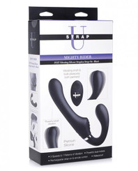 Strap U Mighty Rider 10x Vibrating Silicone Strapless Strap On - Black by XR LLC