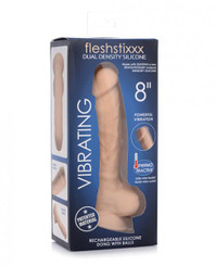 Curve Novelties Fleshstixxx 8 inches Vibrating Silicone Dildo W/balls - Vanilla
