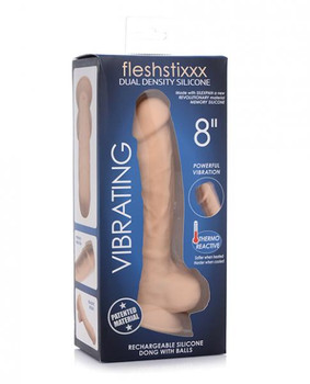 Curve Novelties Fleshstixxx 8 inches Vibrating Silicone Dildo W/balls - Vanilla Best Sex Toys