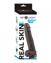 Get Lucky 9.0 inches Real Skin Series - Dark Brown Adult Sex Toy