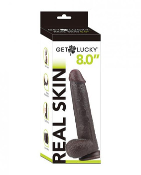 Get Lucky 8.0 inches Real Skin Series - Dark Brown by Thank me now inc.