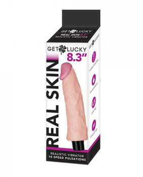 The Voodoo Get Lucky 8.3 inches Real Skin Series Vibrating - Flesh Sex Toy For Sale
