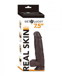 The Get Lucky 7.5 inches Real Skin Series - Dark Brown Sex Toy For Sale