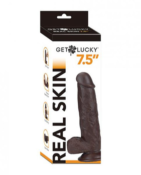 The Get Lucky 7.5 inches Real Skin Series - Dark Brown Sex Toy For Sale
