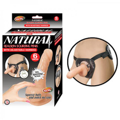 Natural Realskin Fluid-compatible Penis W/adjustable Harness 6in Flesh by NassToys