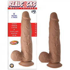 Real Cocks Dual Layered #9 Brown Thick 9 inches Dildo Adult Toy