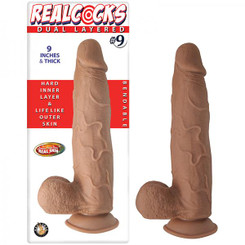 RealShaft Dildo Dual Layered #9 Brown Thick 9 inches Dildo by NassToys