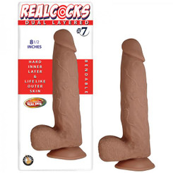 Real Cocks Dual Layered #7 Brown 8.5 inches Dildo Sex Toys
