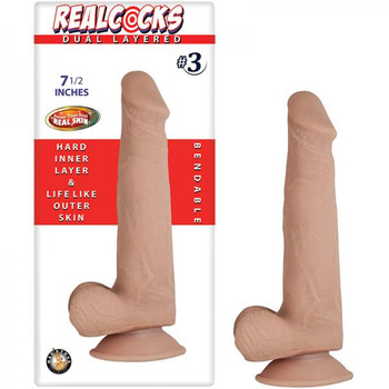 RealShaft Dildo Dual Layered #3 Beige 7.5 inches Dildo by NassToys