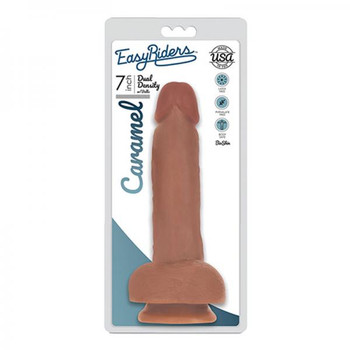 Easy Rider Bioskin Dual Density Dong 7in With Balls Caramel by Curve Novelties
