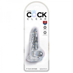 King Cock Clear 4in Cock With Balls Adult Toys